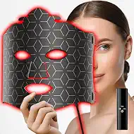 7-1 Colors LED Facial Skin Care Mask,Red Light Mask for Face, Cordless Led Silicone Face Mask Light,Salon or Home,Black.