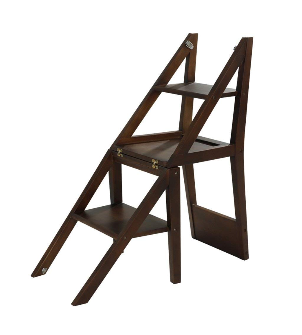 ZGYOZMNG Step Stools Folding Steps Nordic Wood Multifunctional Ladder Stool Collapsible Stepladder/Stairway Chair with 3 Steps for Kitchen and Home (Color : B)
