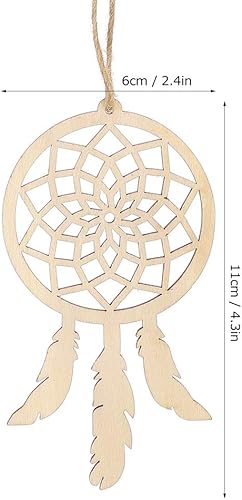 Miniatura 2 de Kit de atrapasueños de madera, 20 piezas innovadoras de madera para atrapasueños, colgante, manualidades, decoración del hogar