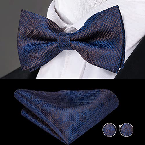 Juego de tirantes, corbata y pañuelo azul para hombre miniatura 5
