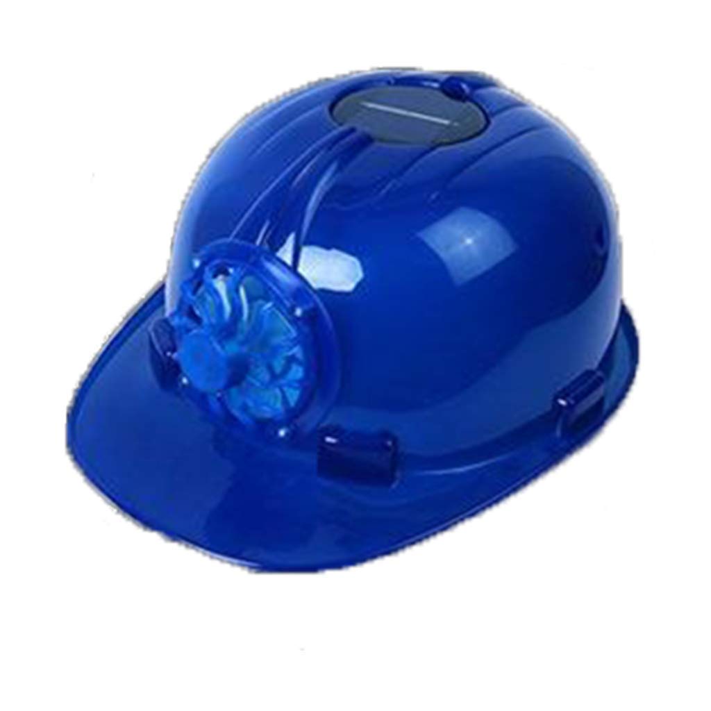 Casque de Sécurité Ventilateur Solaire Casquette de Protection Anti-chaleur Réglage Ajustable Matériau Résistant pour Activités Extérieures Chantiers, Bleu