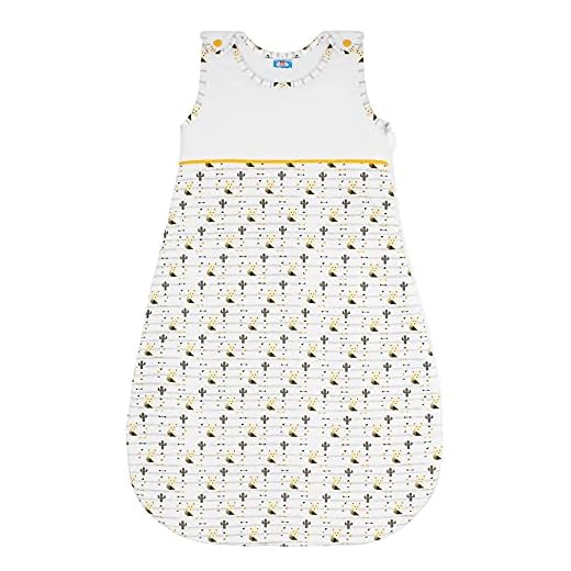Sweety Fox Saco de Dormir Bebe Verano, TOG 1, Talla 80cm (6-12 Meses) - Algodon 100% Ecológico, Sin Productos Químicos - Unisex, Saco para Dormir Bebe, Cierre de Seguridad, Amarillo