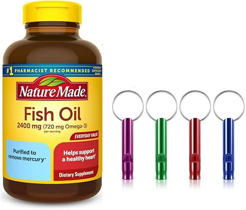 Nature Made - Aceite de pescado de 2400 mg por porción, suplementos de aceite de pescado Omega 3, 134 unidades, con llavero de silbatos de disponible en Yaxa Costa Rica