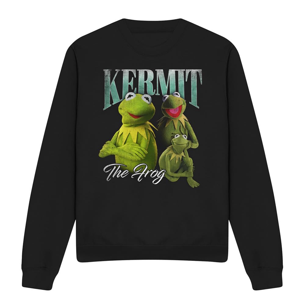 Muppets Disney The Kermit The Frog Homage Unisex Sweatshirt, Black, Large