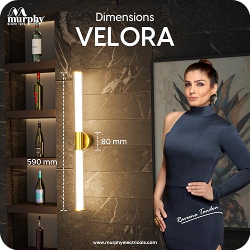 Image of Murphy VELORA 18W LED Mirror Light, 3C Color Changing (CW /WW /NW), Golden Finish, Wall Mounted Vanity & Picture Light for Bathroom & Dressing, Modern Indoor Light, 2 Year Warranty, Pack of 2