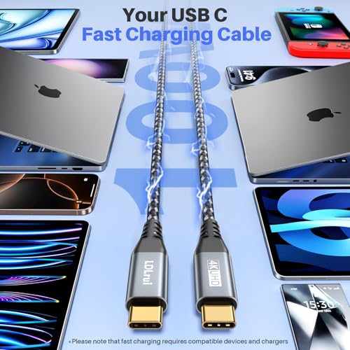 USB C to C 3.2 Gen 2×2 Cable 100W/20Gbps [1.8M 2Pack] 4K Video Output Fast Charge Compatible with Thunderbolt 3/4 for iPhone 15 Pro MacBook iPad Galaxy S23 Pixel Dell LG Type C Display Monitor etc. - Image 3