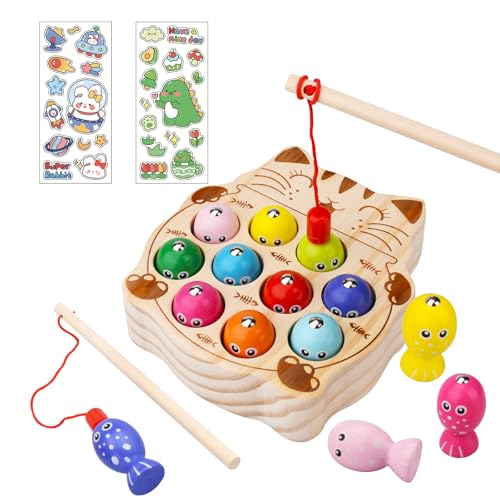 BBWELL Jeux Montessori,Peche Magnetique Jeux Enfants 2 Ans,Jouets en Bois Jeu de pêche,Jeux Educatif,Jeux Magnetique Enfant,Cadeau Garçon Fille,Jeu de Peche...