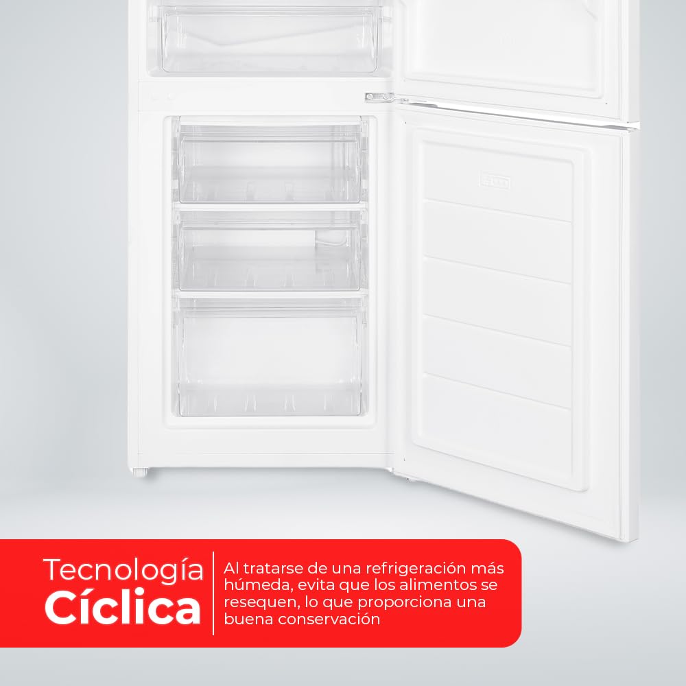 Nilson Frigorífico Combi 2 Puertas Blanco NC185500E. Capacidad 262 L, Puerta Reversible, Bajo Nivel Sonoro, Eficiencia Energética Clase E