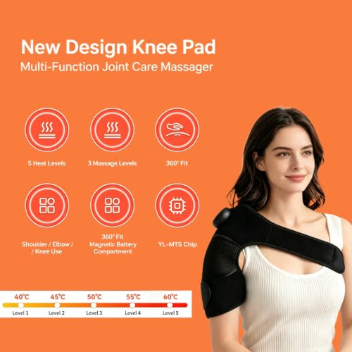 Masajeador de codo inalámbrico con vibración y calor digital 4