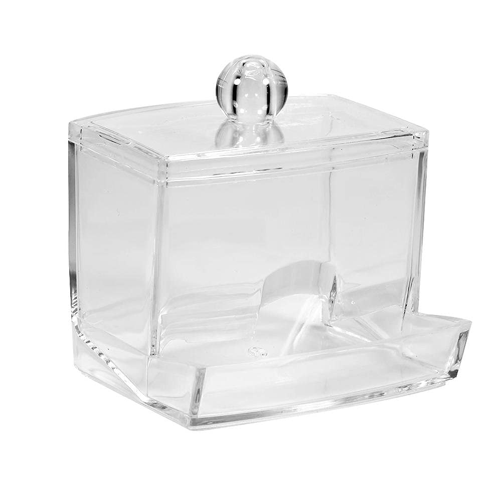 AUNMAS Bastoncillo De Algodón, Caja Transparente With Acceso Inferior Fácil Y Diseño Apilable For Almacenamiento De Cosméticos En Baño O Dormitorio Material Ps Transparente Tamaño 8.8 X 7