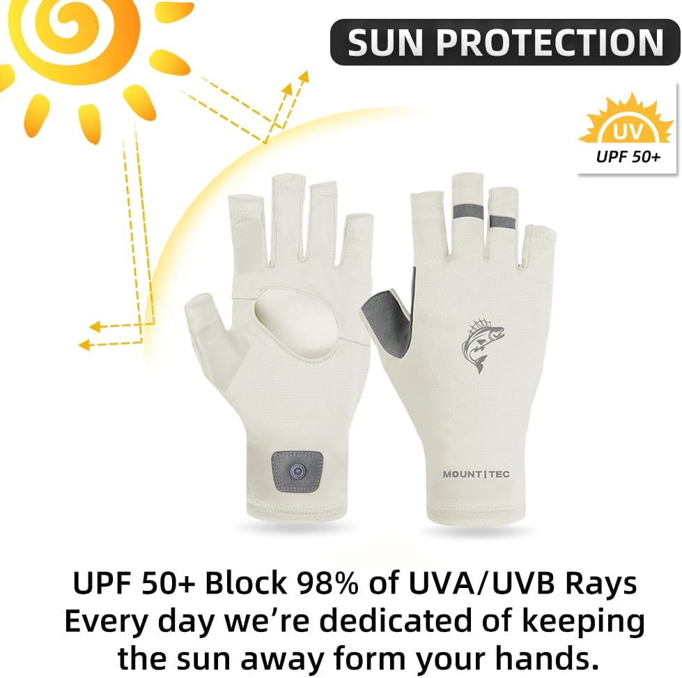 Unisex UV Protective Fingerless Gloves UPF 50+ Sun Glove for Outdoor Fishing Cycling Hiking Driving Kayaking