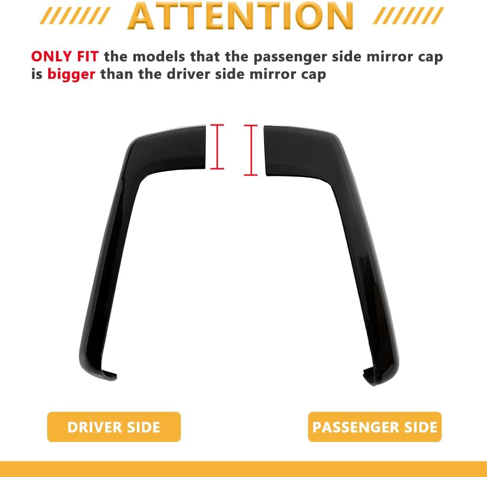 Mirror Caps Fitment for 2019-2025 Chevy Silverado 1500/GMC Sierra 1500 2PCS-Set (Black, Silverado/Sierra 19-24)