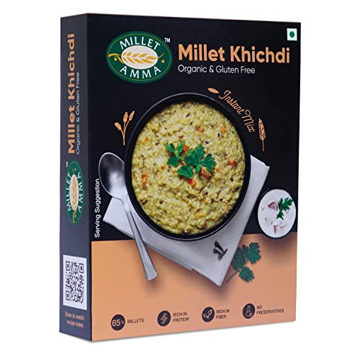 Image of Millet Amma CERTIFIED ORGANIC Millet Khichdi Mix | 250 Gms Pack | 65% Millet Content | Easy & Ready to Cook | Instant Millet Breakfast Mix | Rich in Protein & High Fiber | 100% Vegan