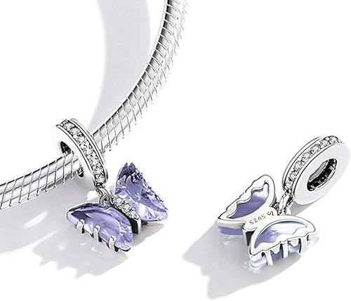 Miniatura 6 de MUNDELL Auténtica plata de ley 925 con colgante de sol, mariposa, corazón, luna, loto y circonita cúbica brillante para pulsera o brazalete original