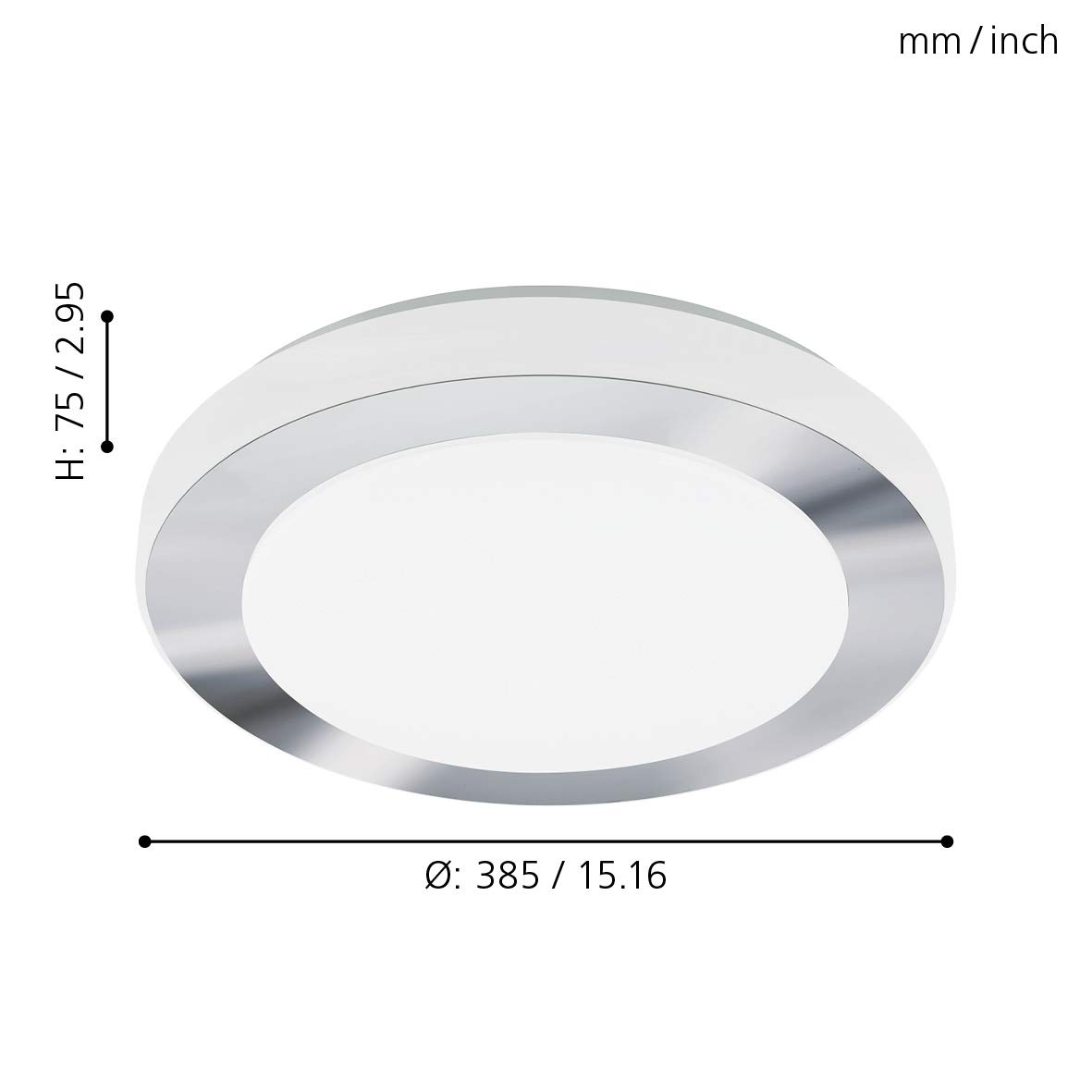 EGLO LED Deckenlampe Carpi, Deckenleuchte Bad, Badezimmer Lampe aus Metall in Chrom und Kunststoff in Weiß, Feuchtraumleuchte warmweiß, IP44, Ø 38,5 cm | Badezimmer Lampe aus Metall in Chrom und Kunststoff in Weiß, Feuchtraumleuchte warmweiß, IP44, Ø 38,5