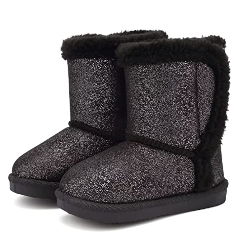 CIOR Toddler Snow Boots for Girls Boys Winter Warm Kids Button Boots Outdoor Shoes