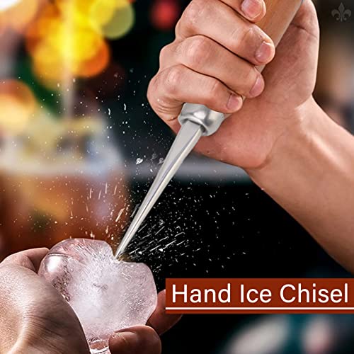 Picadora de hielo de acero inoxidable con mango de madera para el hogar 3
