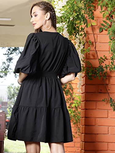 Image of SERA Women's Polyester Fit and Flare Standard Length Dress
