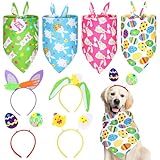 MiniInflat 8 Pieces Easter Dog Costume Set 4 Bunny Headbands for Dogs 4 Bandanas Sequin Egg Boppers for Small, Medium & Large Pets Good for Birthdays & Holidays(Easter)