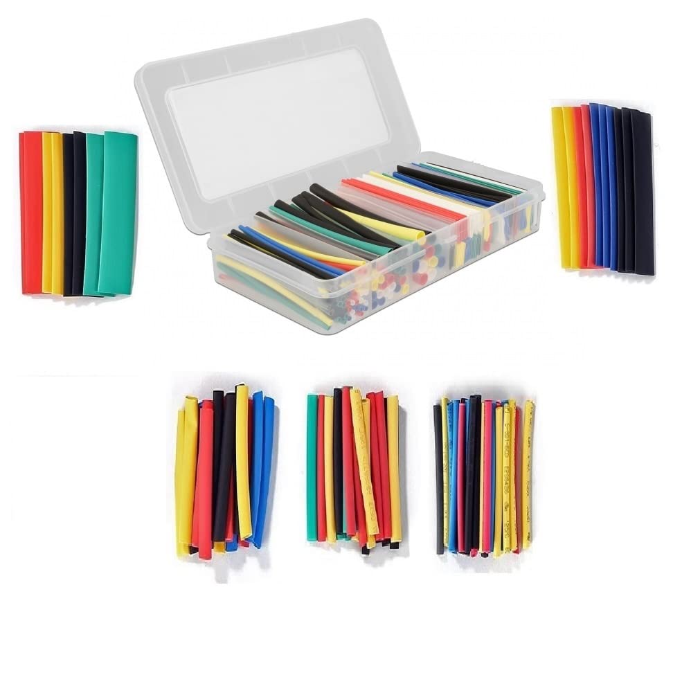 ALEAF Box of 151 Pieces Assorted Polyolefin Heat Shrink Tube for Wire Insulation, Cable Sleeves Wrap, Multi Colors and Sizes with Standard Box - Charging Cable Repair Sleeves (Standard Box, 151)