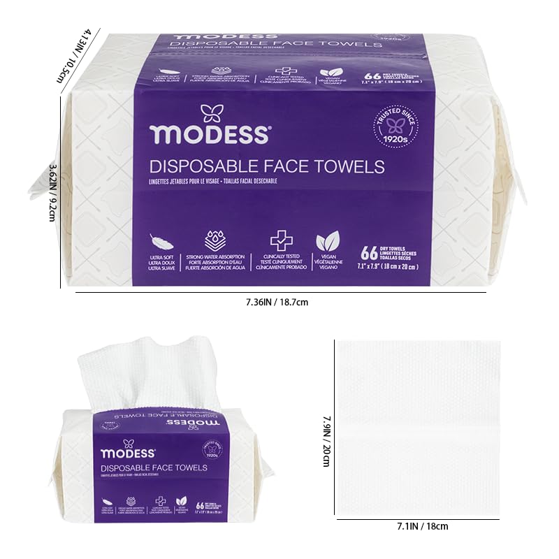 Disposable Face Towels, Ultra Soft, Vegan, Clinically Tested, 66 Count, 7.1 x 7.9 Inches (66) image 5