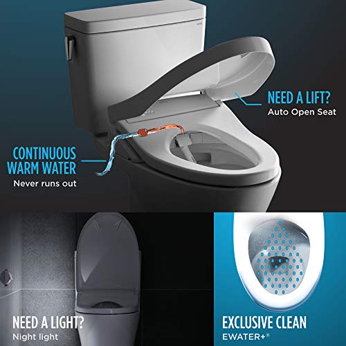 Toto Sw3056#12 S550E Electronic Bidet Toilet Seat With Cleansing Warm, Nightlight, Auto Open And Close Lid, Instantaneous Water Heating, And Ewater+, Elongated Contemporary, Sedona Beige #TOP2