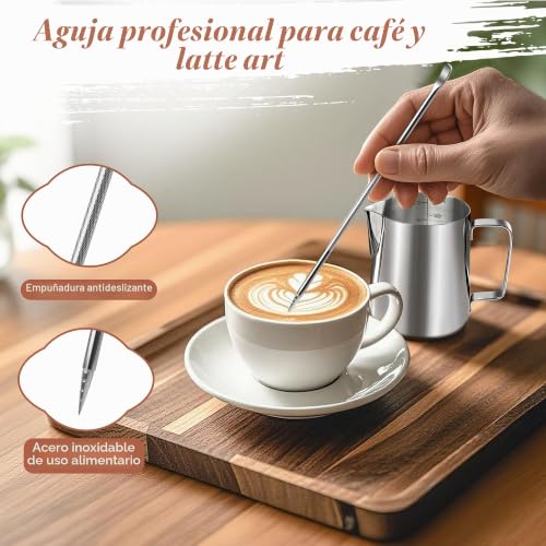 Miniatura 3 de Vonsera Jarra De Leche De 350 Ml 12 Oz De Acero Inoxidable, Jarra Leche Barista Calentador De Leche Jarra Espumadora De Leche Con Marca De Medición Bolígrafo Arte Con Leche Ara Capuchino