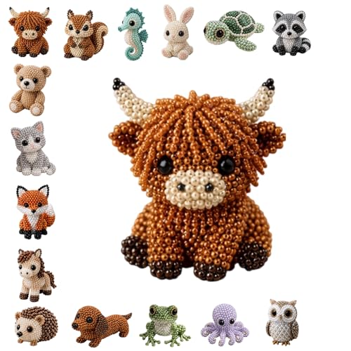 DIY Animal Beading Kit for Adults & Teens Cute 3D Animal Bead Craft Set with Colorful Beads and Instructions Handmade Jewelry Art Craft Kit for Creative DIY Projects (#A)