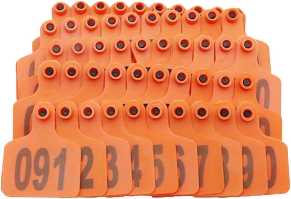 100 Marchi Auricolari Per Animali Da Fattoria – Numeri 001-500, TPU Resistente, Per Suini, Bovini, Ovini, Caprini, Tracciamento Bestiame