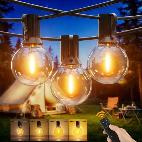 Yuusei Catena Luminosa Esterno, 30MX2 Luci da Esterno Giardino con Telecomando, IP45 Impermeabili, 100+4 G40 Lampadine LED Globo Infrangibili per Gazebo, Balcone, Pergolato, Patii, Matrimoni (60M)