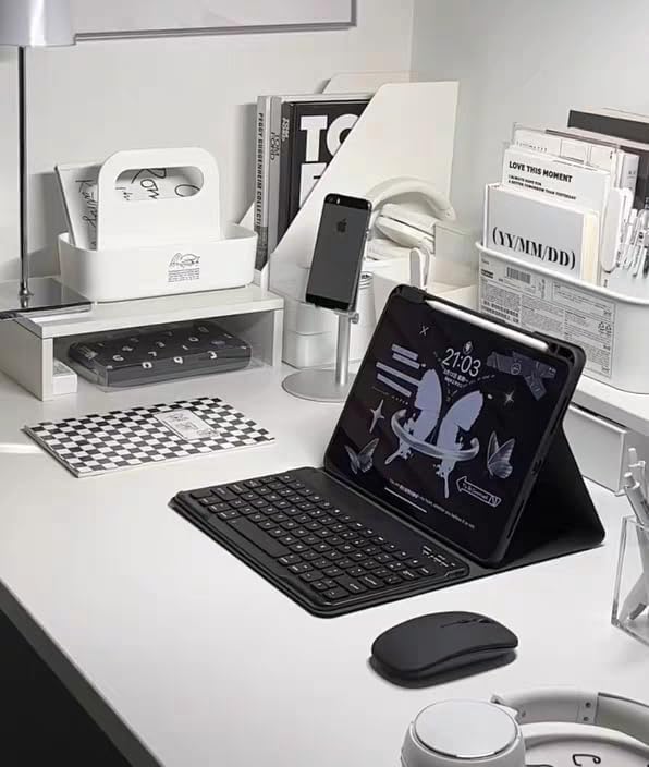 Miniatura 3 de AnMengXinLing Funda de teclado para iPad de 10.2 pulgadas, 9, 8 y 7 generación, teclado inalámbrico magnéticamente desmontable con soporte para