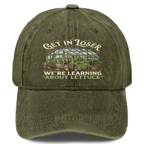 Gardener s We're Learning About Lettuce Hat for Men Fashion Washed Army Green
