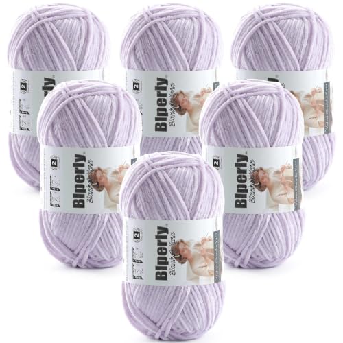 Image of Skinny Chenille Yarn for Crocheting and Knitting, 6 Pack of 50g /158yds - 948yd Total, Soft Fluffy Yarn for Crochet Amigurum & Baby Blankets, Thin Chenille #2 Plush Crochet Yarn (6, Light Purple)