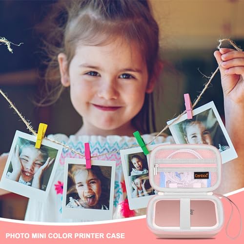Canboc Hard Case for Canon Ivy 2 1 CLIQ+2 CLIQ 2 Mini Photo Printer Mobile Wireless Bluetooth Instant Camera Printer, Mesh Bag fit Photo Paper Cable, Rose Gold+Rose Gold