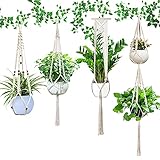 💕 【Einfach und stilvoll Balkon Deko】: Makramee blumenampel aus hochqualitativer natürlicher Baumwolle hergestellt, Jeder hängende Pflanzenständer hat ein spezielles Design, eine exquisite, ausgehöhlte Makramee mit handgefertigten Holzperlen, zusammengezogen und modisch. Der moderne, vintage-inspirierte Pflanzenhalter ist ein einzigartiges Boho-Wanddekor und verleiht Ihrem Zimmer und Wohnzimmer den perfekten Touch
