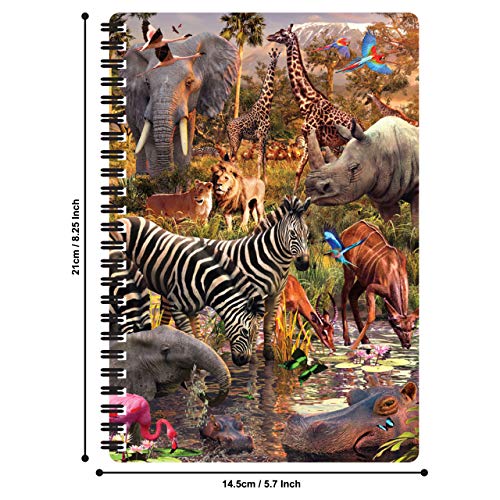3D LiveLife A5 Notizbuch - Wasserloch von Deluxebase. 80-seitiges 3D-Safari-Tier-Notizbuch. Schul- oder Büromaterial mit Kunstwerken, von renommierten Künstler David Penfound lizenziert