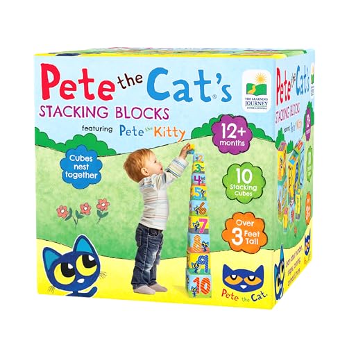 The Learning Journey Pete The Cat Stacking Blocks – 10 Colorful Nesting Cubes – Educational Toddler Toy for Ages 12 Months+ – STEM Learning & Developmental Play