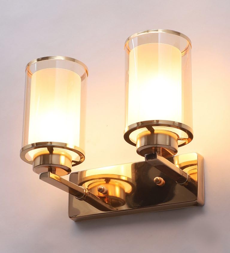 Image of CORAL TREE Modern Antique Two Way Brass Frame with Designer Glass Wall Lamp for Living Room| Home Decorative Modern Wall lamp for Bedside, Bedroom Drawing Room, Hall, Office, Terrace, Garden Area