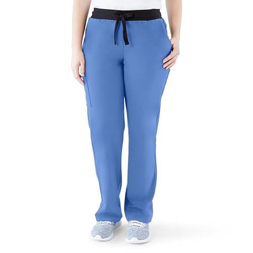 Miniatura 10 de ave Varick - Pantalón médico de seis bolsillos para mujer tiro medio pierna recta color carbón talla S