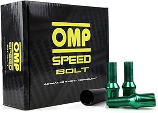 OMP Set 20 Tornillos de Rueda con Metrica M14X1.5 Llave de 17 o 19 Largo Roscado de 27MM Color Verde y Material DIN 10.9