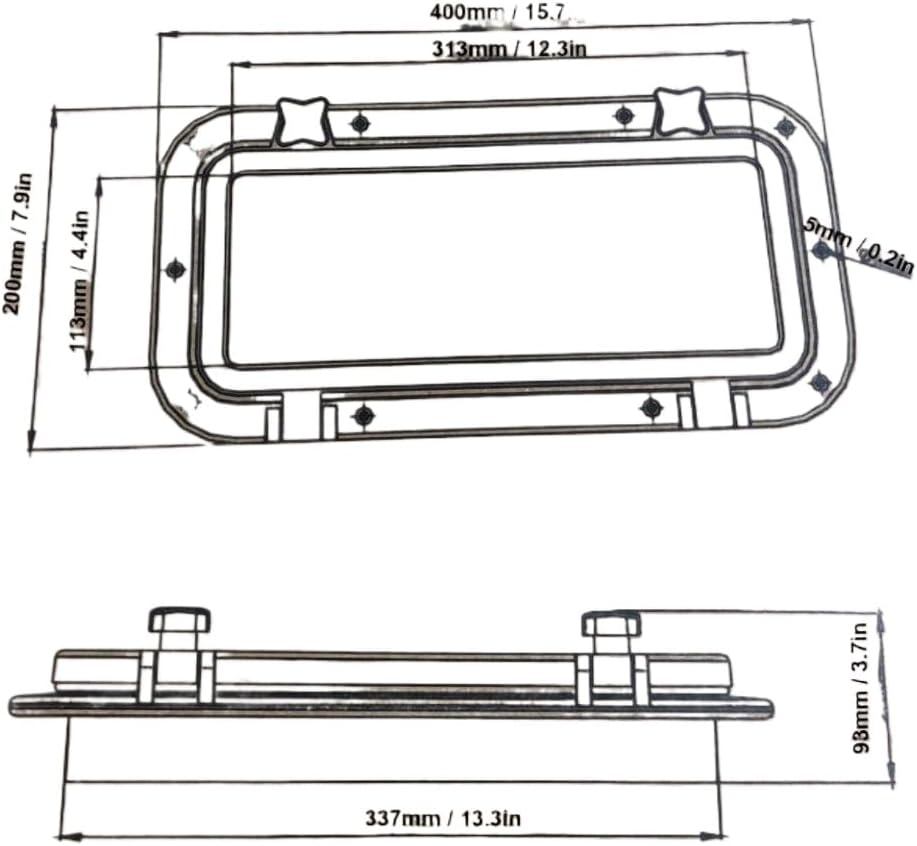 Rectangle Marine Boat Porthole Window with Tempered Glass and 316 Stainless Steel Frame for Yacht and Sailboat