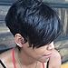 HOTKIS Short Human Hair Wigs For Black Women Pixie Cut Short Hair Wigs with Bang (Pixie Side Parting)