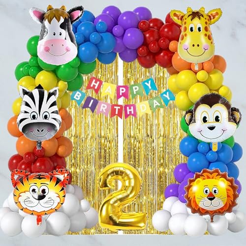 Image of Birthday Decoration Items Kit | Jungle Safari theme | Multicolor Theme Decoration for Kids | Birthday Decoration (2 YR)