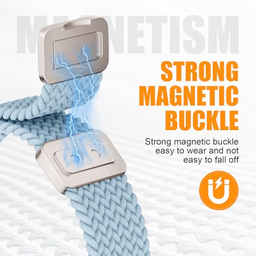 Image of BXUXOHS Magnetic Nylon Bands for Samsung Galaxy Watch 8 Band /Galaxy Watch 8 Classic,Braided Elastic Fabric No Gap Sport Strap for Galaxy Watch 8 /8 Classic 40mm 44mm 46mm men /women