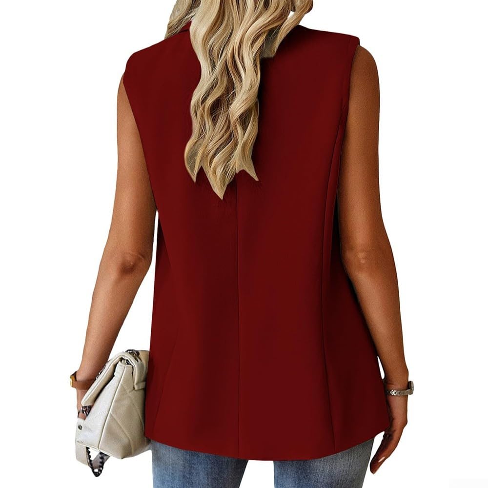 Chaleco sin mangas para mujer, color liso, con botones, con bolsillos, para el trabajo, yoga, ciclismo, playa, vacaciones, verano, chaqueta ligera