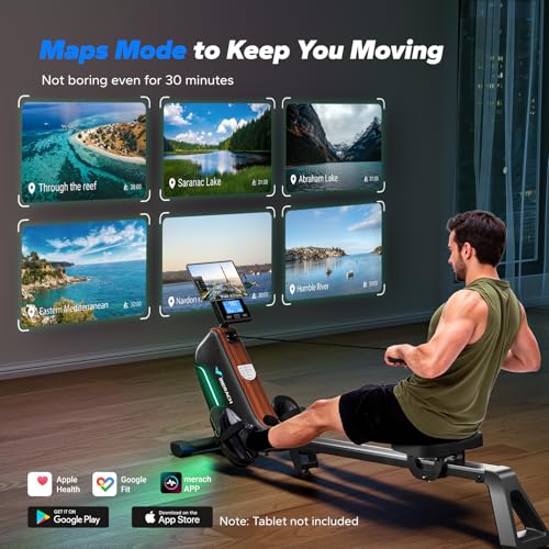 Image of MERACH Rowing Machines for Home, Powerful Electromagnetic Row Machine with 51.2 inch Extended Rail, 16-Level Handle Resistance Adjustment Rower, 350 LBS Load Capacity, Ergonomic Comfort Seat, Easy Storage