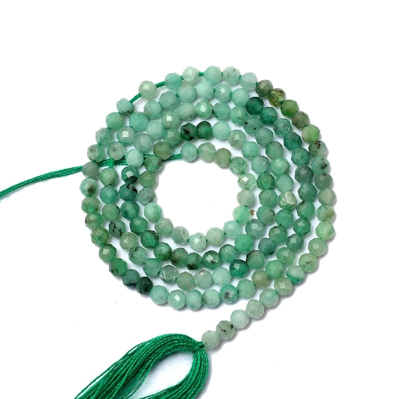 Perles émeraude 3mm en pierres naturelles à facettes pour création de bijoux DIY