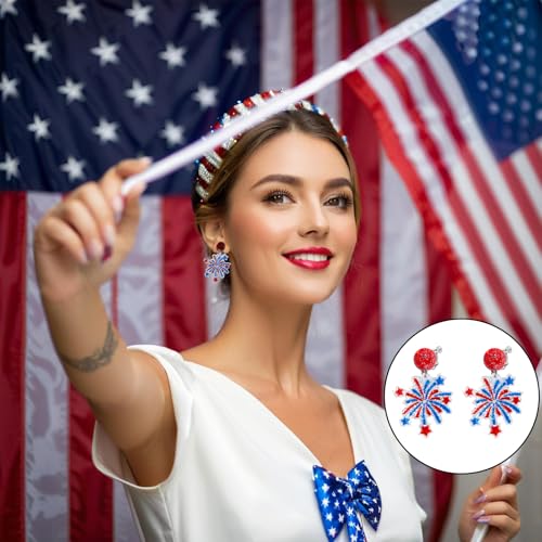 Aretes Clip On con Bandera Americana Patriótica miniatura 4