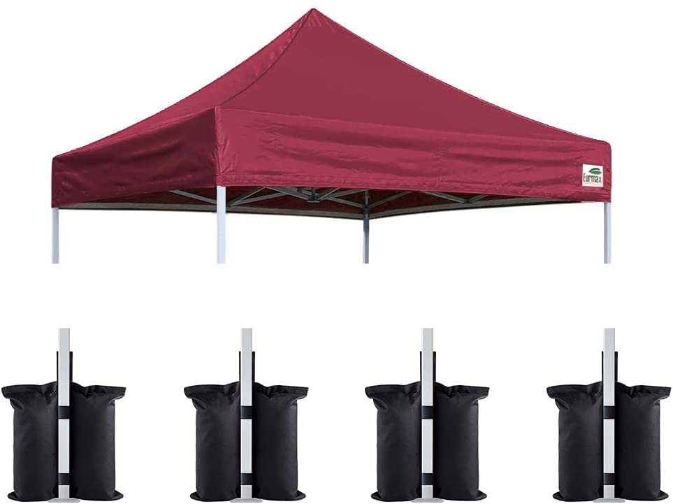 Image of Eurmax USA 8x8 Pop Up Canopy Replacement Top,Universal Instant Canopy Cover ONLY,Heavy Duty UPF 50+ UV Protection,Water & Wind Resistant Tarp,30+ Colors Available,Bonus 4 Sand Bags(Burgundy)