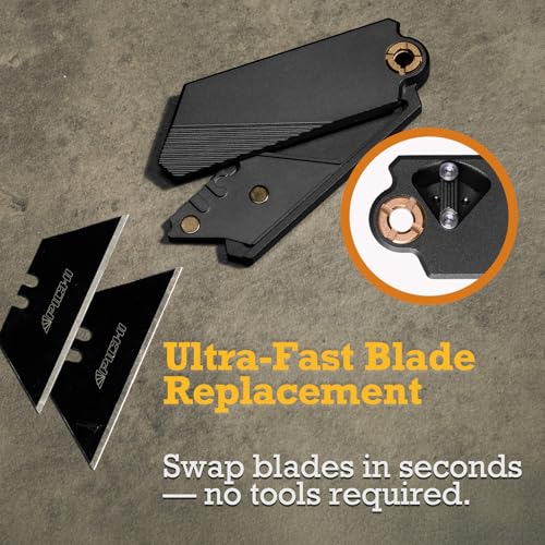 PICHI G9 Aluminum Utility Knife,Lightweight Pocket Utility Knife,EDC Pocket Knives,CNC Unibody Quick Change Blade,Button Lock,for Men Women Outdoor Hiking,Camping,with 2 Replaceable Blades Black — view 4